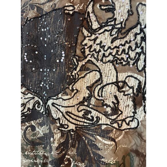 Hama Y2K Embellished Tie Dyed Graphic Long Sleeve Blazer Open Stitch Grunge XXL - Picture 7 of 8